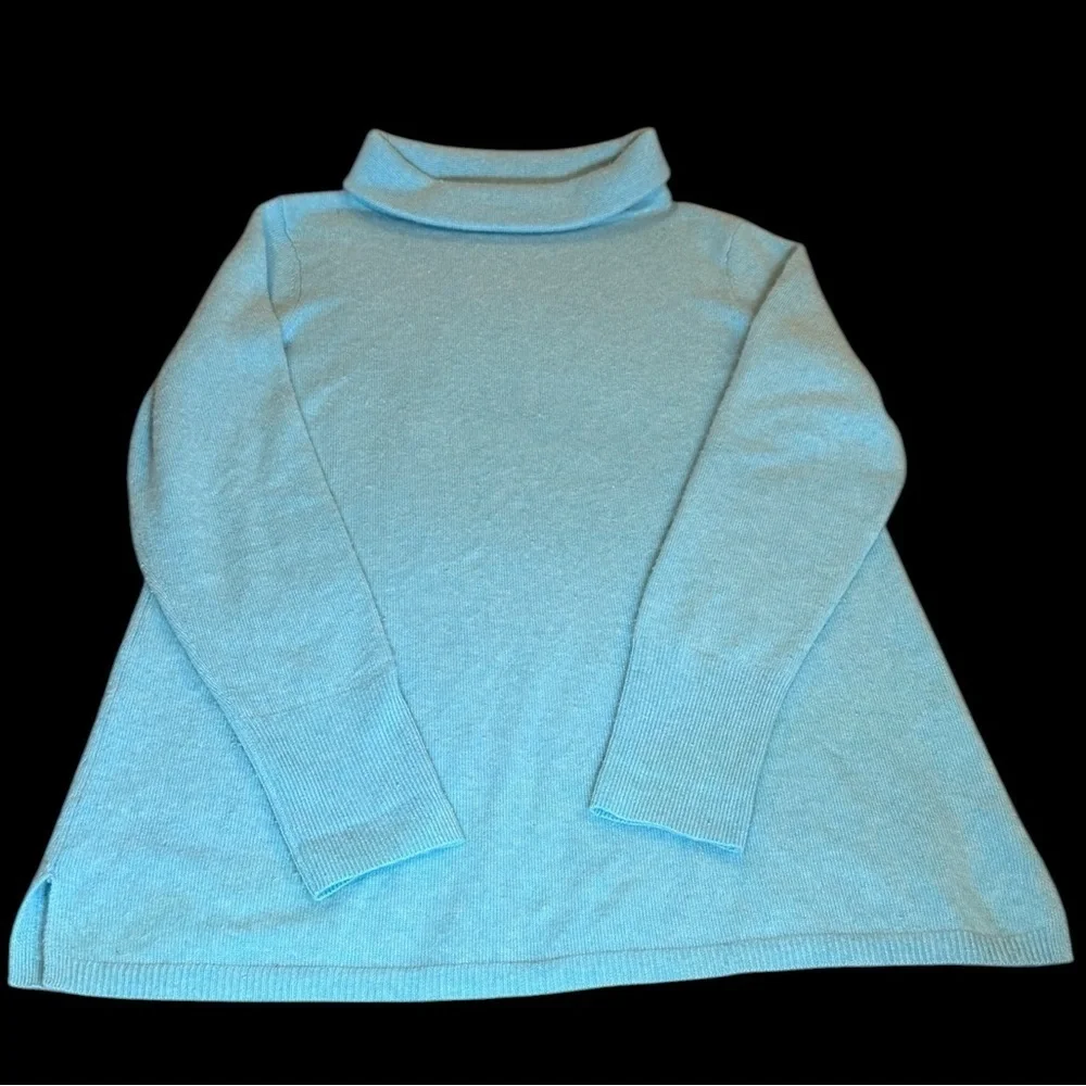 Talbots‎ Cashmere Turquoise Blue Luxury Turtleneck A-line sweater, size Medium